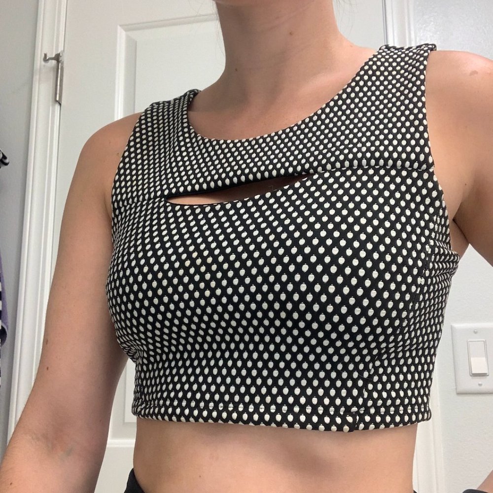 Black and White Polka Dot Crop Top